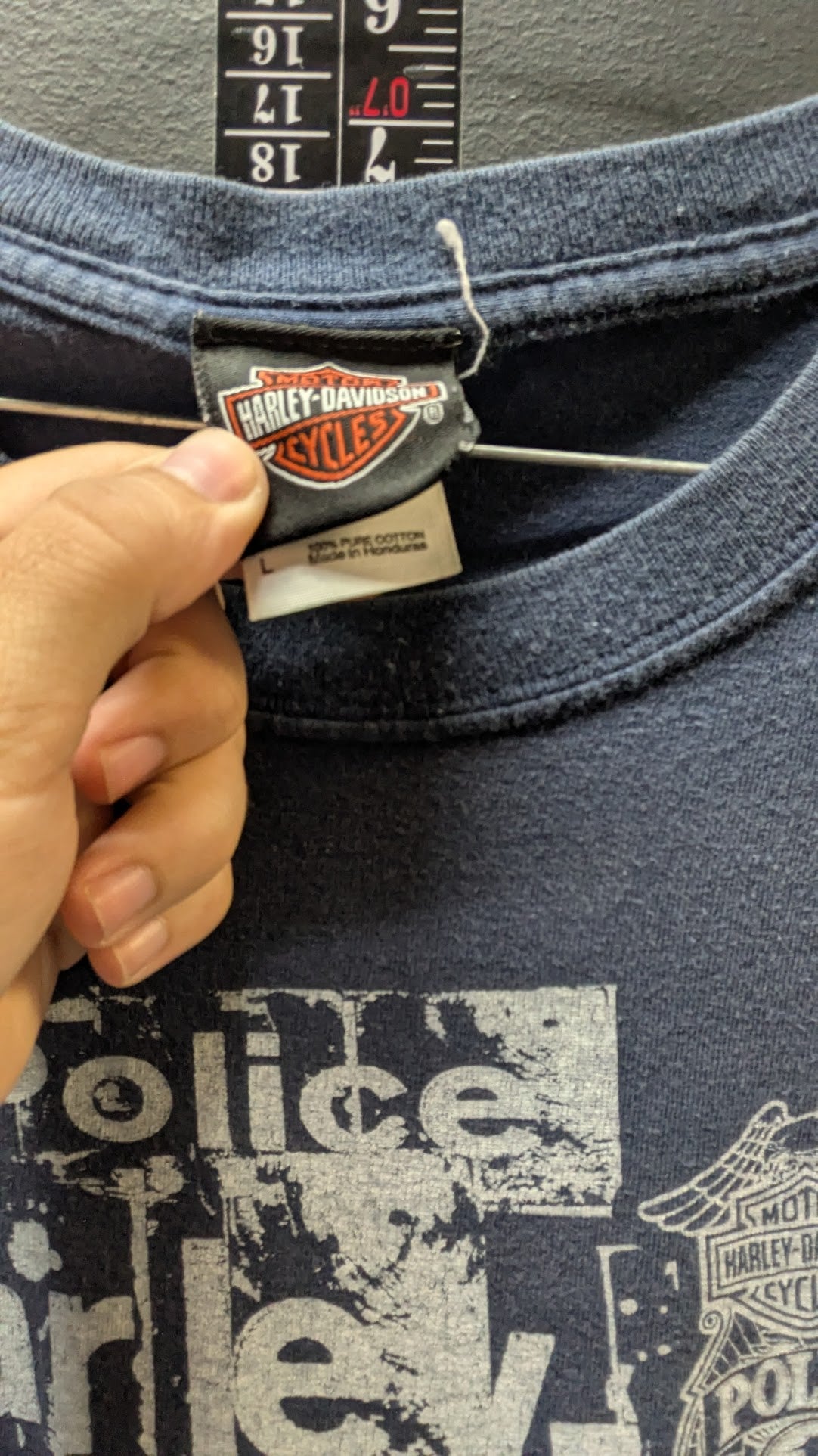 Vintage Harley-Davidson Police #1 T-Shirt Men's Large Blue Distressed Graphic