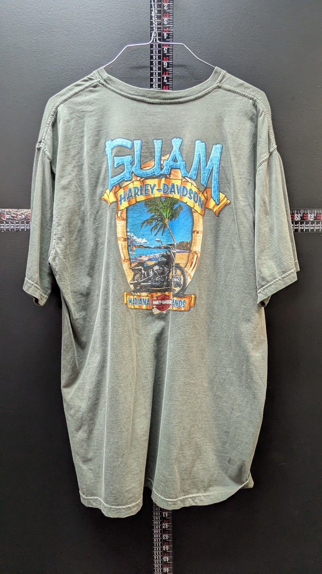 Vintage Harley-Davidson Guam Mariana Islands T-Shirt Men's Large Gray Green