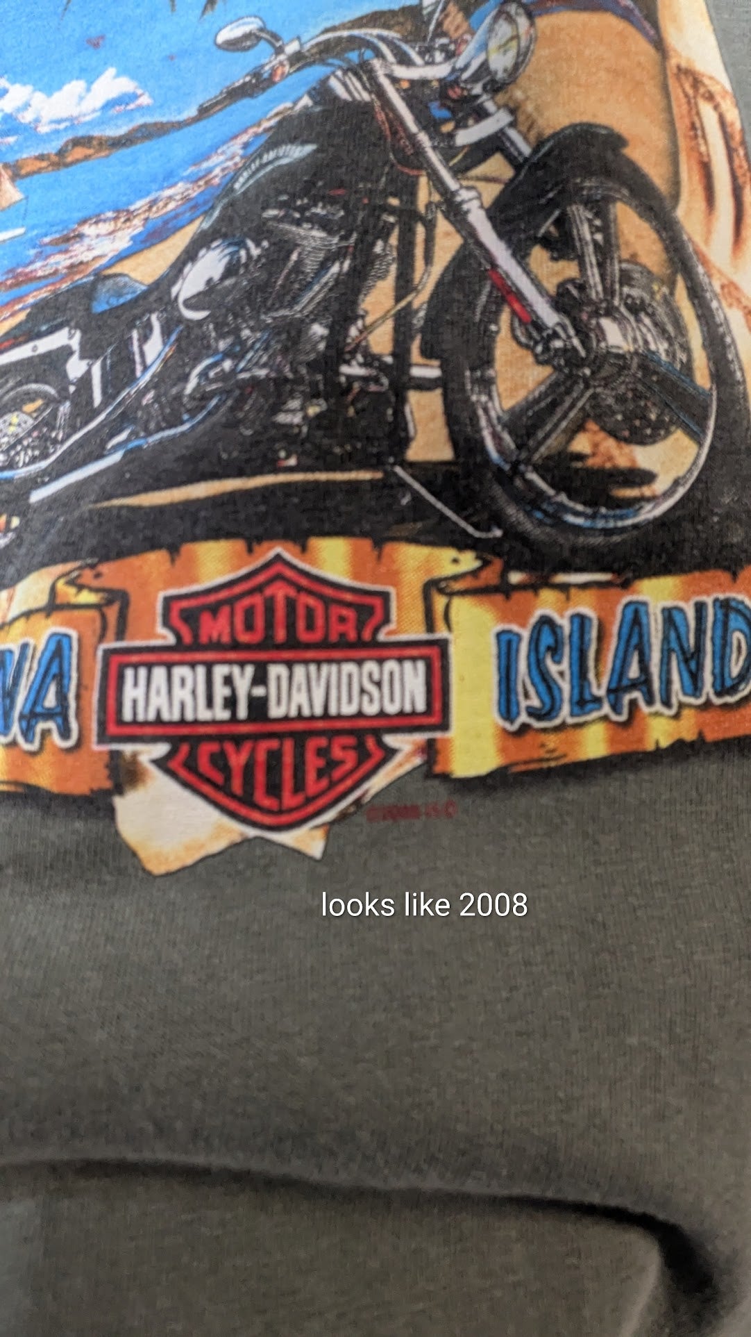 Vintage Harley-Davidson Guam Mariana Islands T-Shirt Men's Large Gray Green