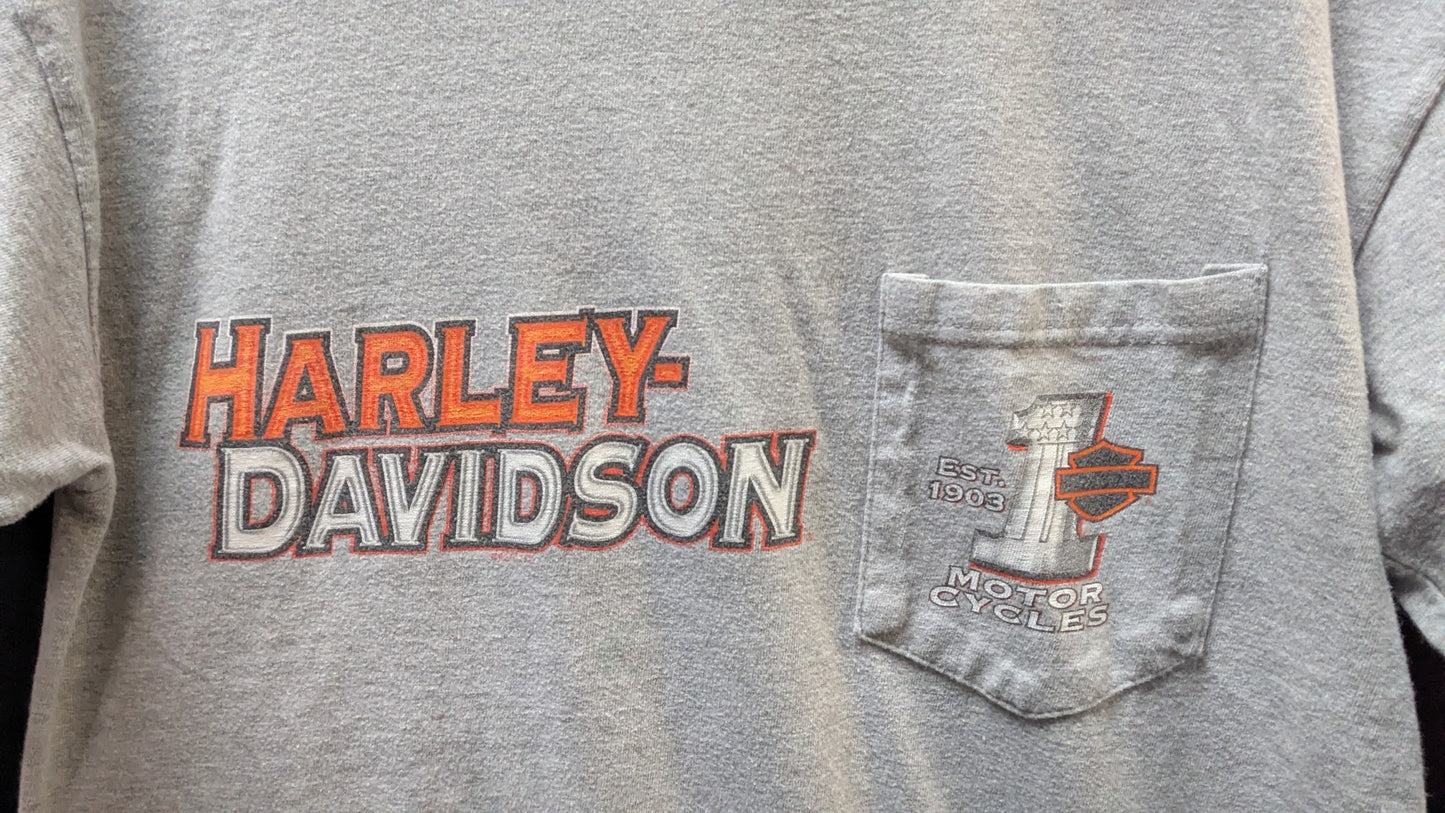 Vintage Harley-Davidson High Point T-Shirt Men's Medium Gray Pocket Tee USA Made