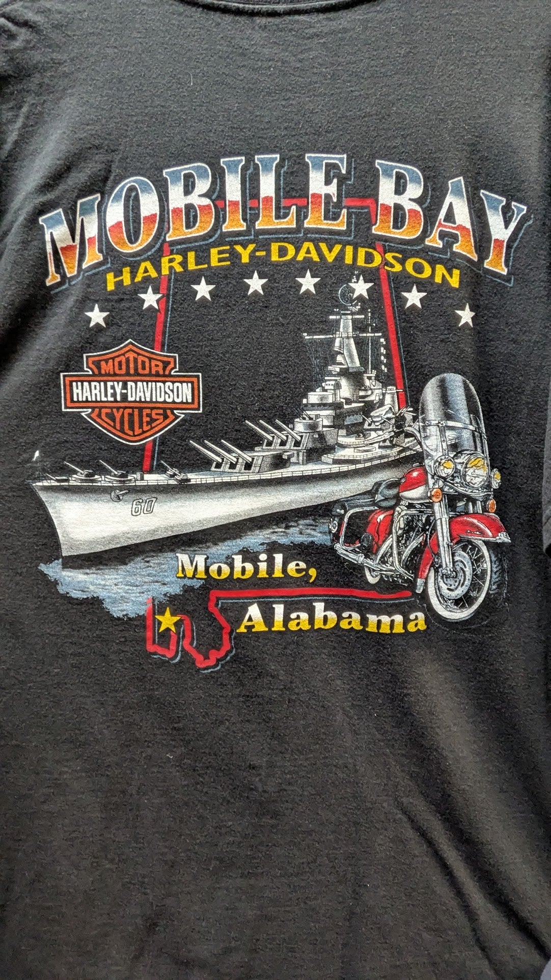 Vintage 2002 Harley-Davidson Mobile Bay Alabama T-Shirt Men's Large Black USA Made