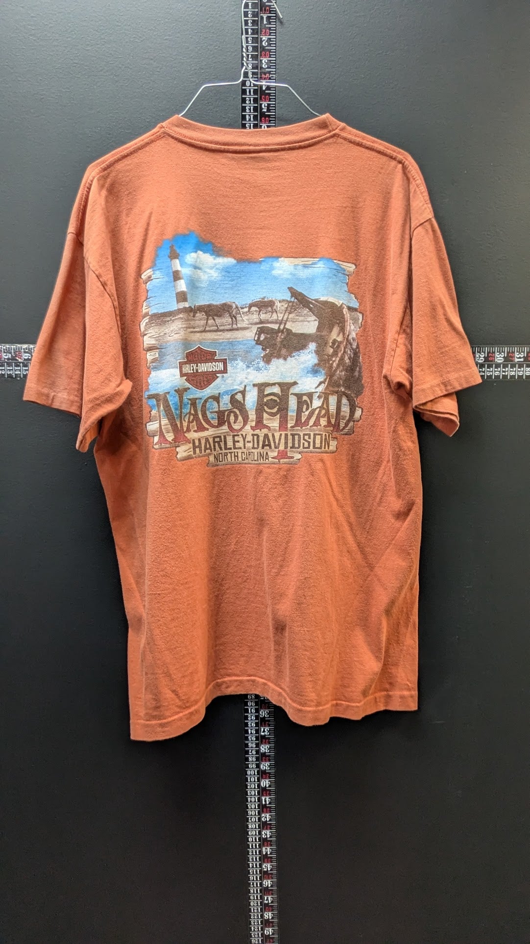 Vintage 2006 Harley-Davidson Nags Head North Carolina T-Shirt Men's Large Orange USA Made