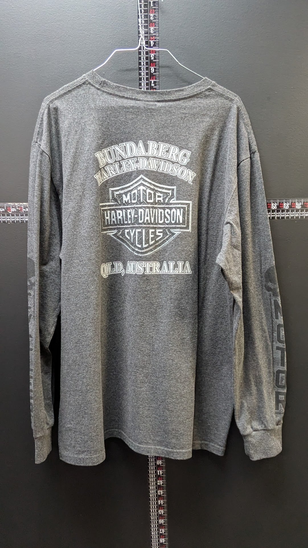 Harley-Davidson Bundaberg Australia Skull Long Sleeve T-Shirt Men's 2XL Gray