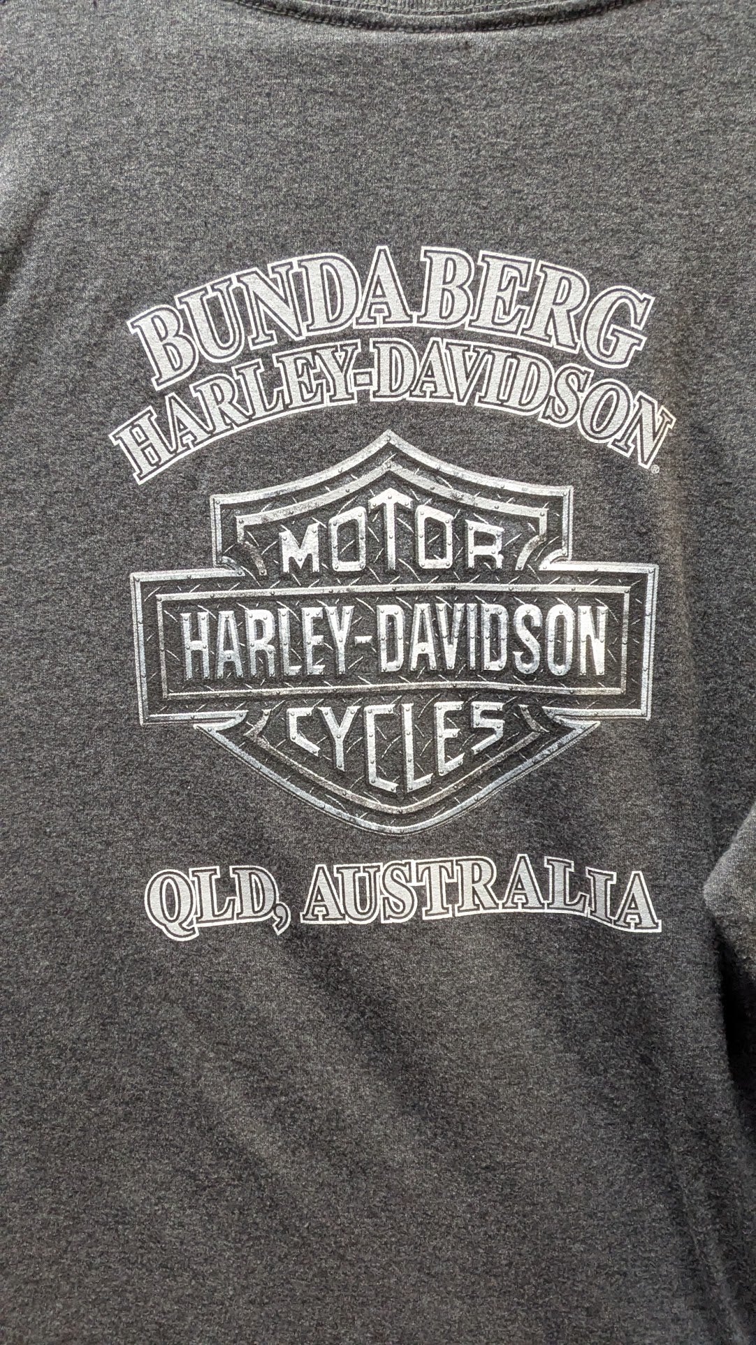 Harley-Davidson Bundaberg Australia Skull Long Sleeve T-Shirt Men's 2XL Gray