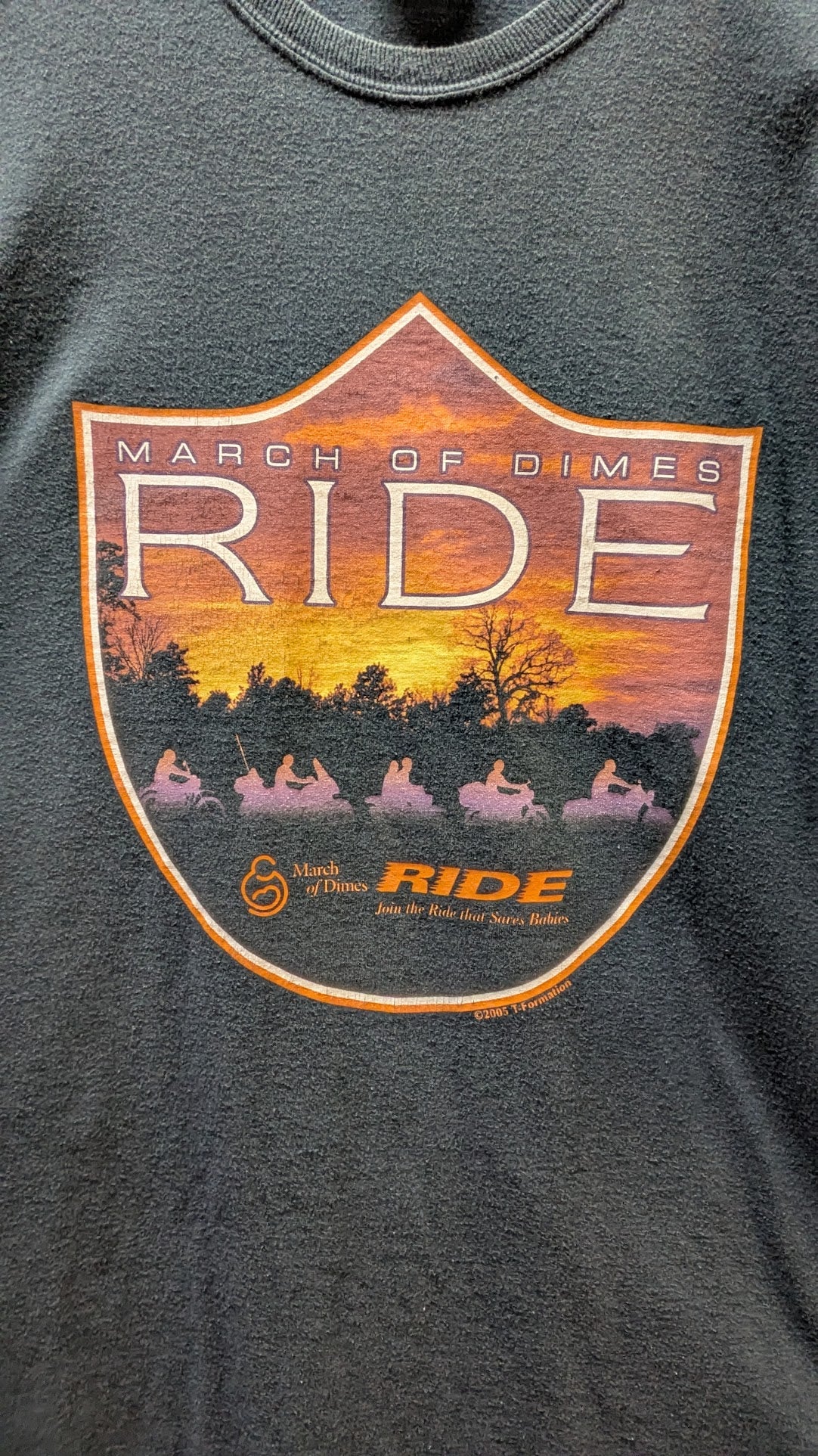Vintage 2005 March of Dimes Ride Motorcycle T-Shirt XL Black Double-Sided Hanes Heavyweight