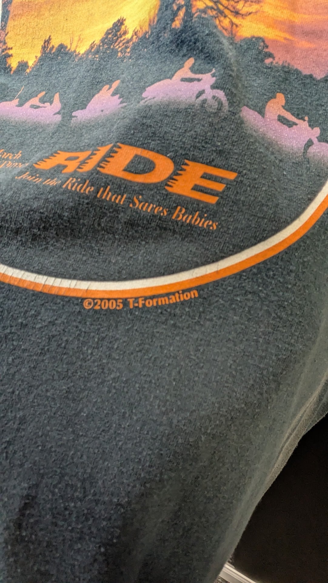 Vintage 2005 March of Dimes Ride Motorcycle T-Shirt XL Black Double-Sided Hanes Heavyweight