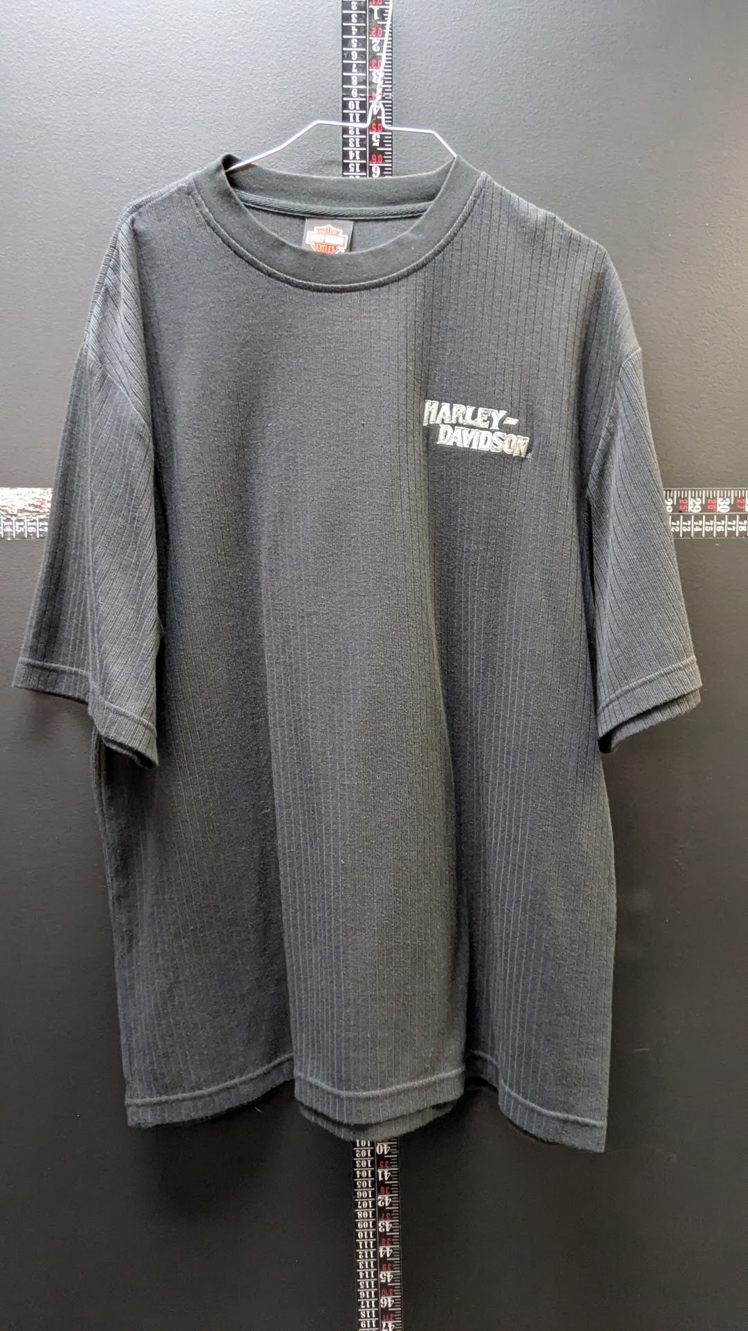 Harley-Davidson Ribbed Knit T-Shirt Men's Large Black Southside Harley-Davidson Virginia Beach