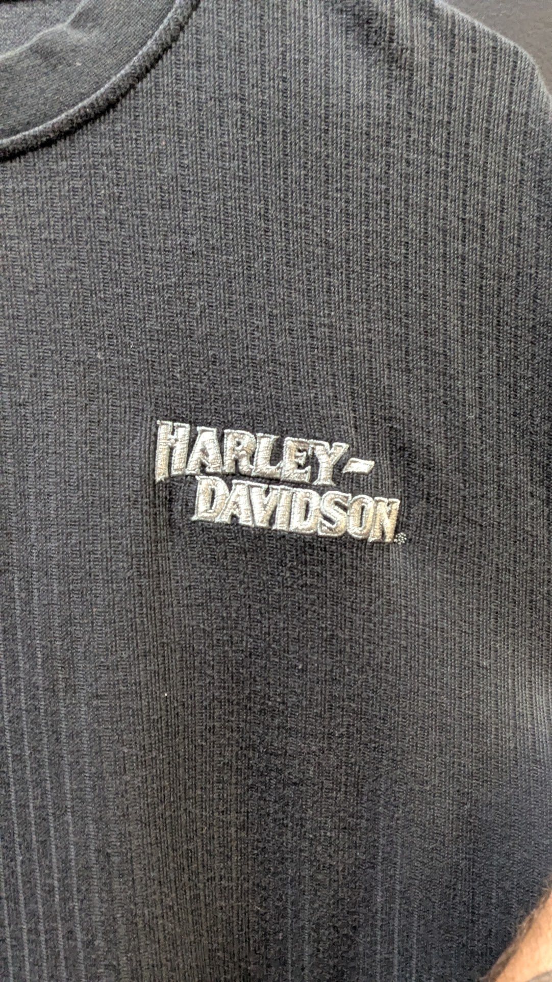 Harley-Davidson Ribbed Knit T-Shirt Men's Large Black Southside Harley-Davidson Virginia Beach