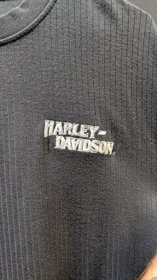 Harley-Davidson Ribbed Knit T-Shirt Men's Large Black Southside Harley-Davidson Virginia Beach