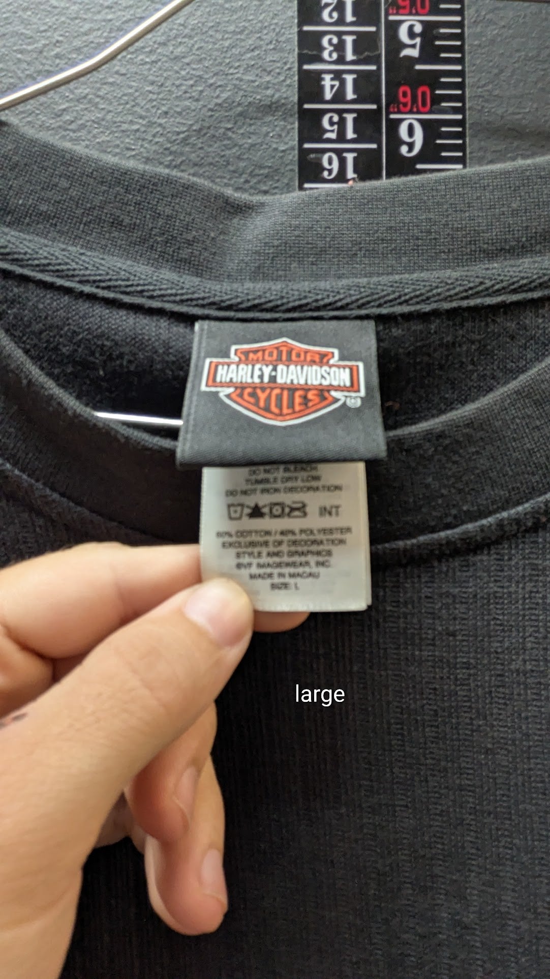 Harley-Davidson Ribbed Knit T-Shirt Men's Large Black Southside Harley-Davidson Virginia Beach