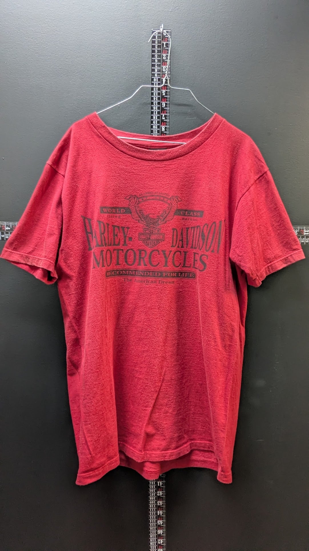 Harley-Davidson T-Shirt Men's Large Red Collier Harley-Davidson Roanoke Rapids NC Double-Sided
