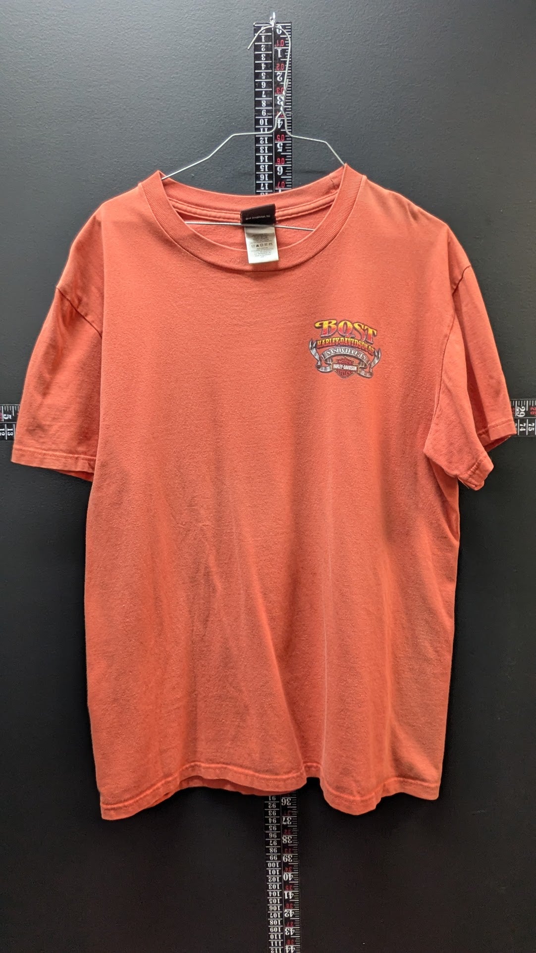 Harley-Davidson T-Shirt Men's Large Orange Bost Harley-Davidson Nashville TN Double-Sided