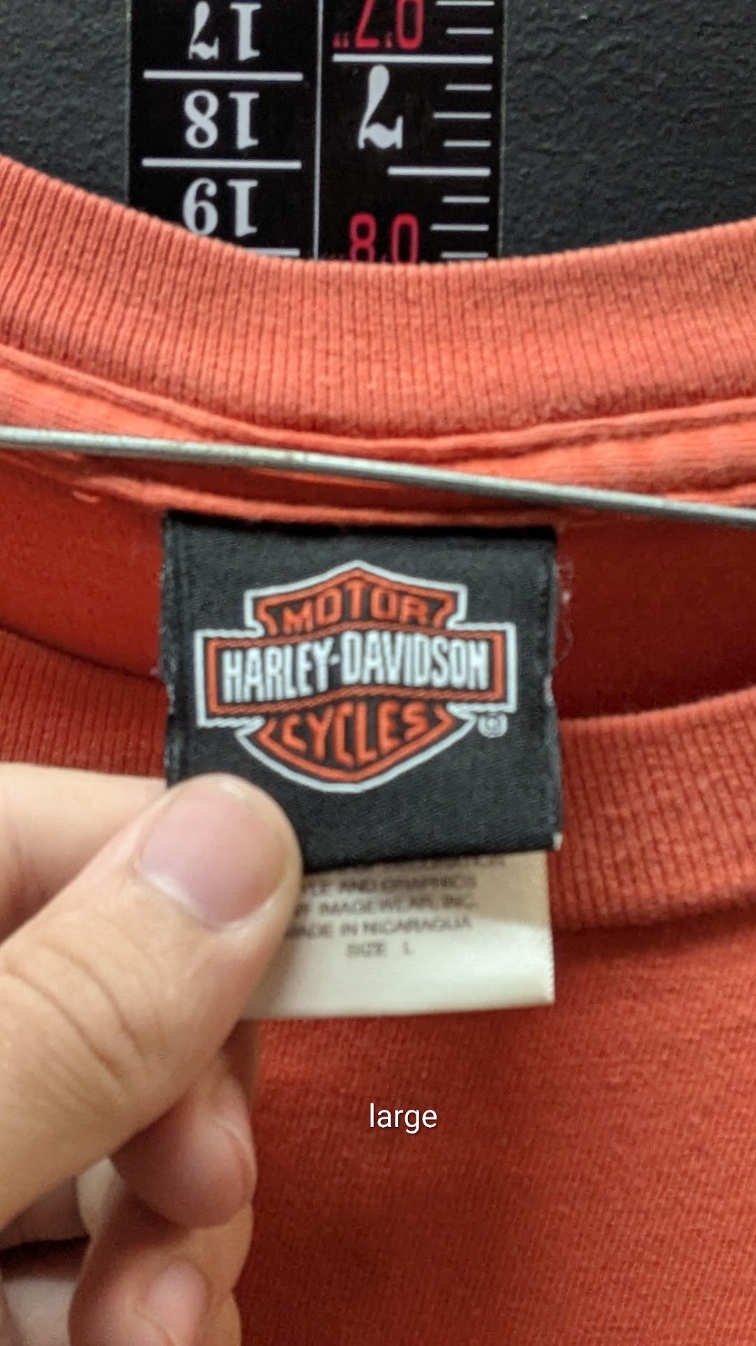 Harley-Davidson T-Shirt Men's Large Orange Bost Harley-Davidson Nashville TN Double-Sided