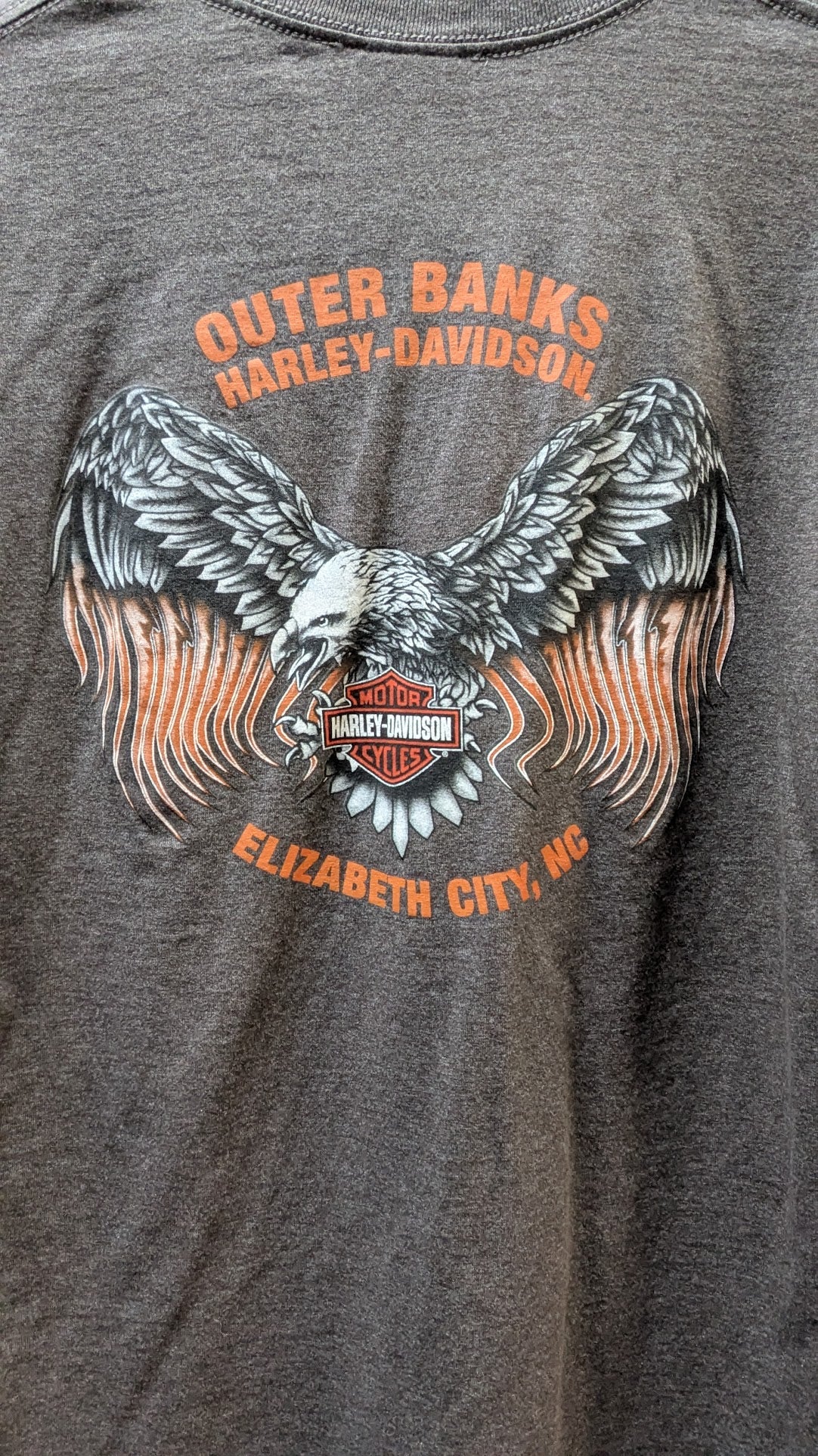 Harley-Davidson T-Shirt Men's Large Gray Heather Outer Banks Eagle Graphic Double-Sided