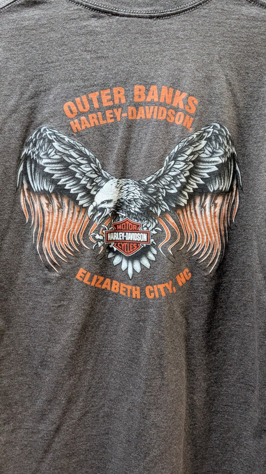 Harley-Davidson T-Shirt Men's Large Gray Heather Outer Banks Eagle Graphic Double-Sided