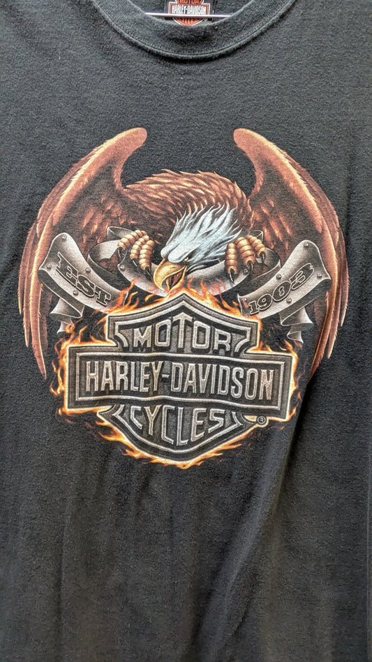 2006 Harley-Davidson Outer Banks Eagle T-Shirt Men's Large Black Double-Sided Biker Tee