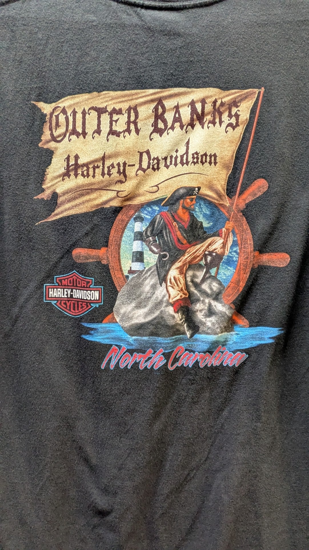 2006 Harley-Davidson Outer Banks Eagle T-Shirt Men's Large Black Double-Sided Biker Tee