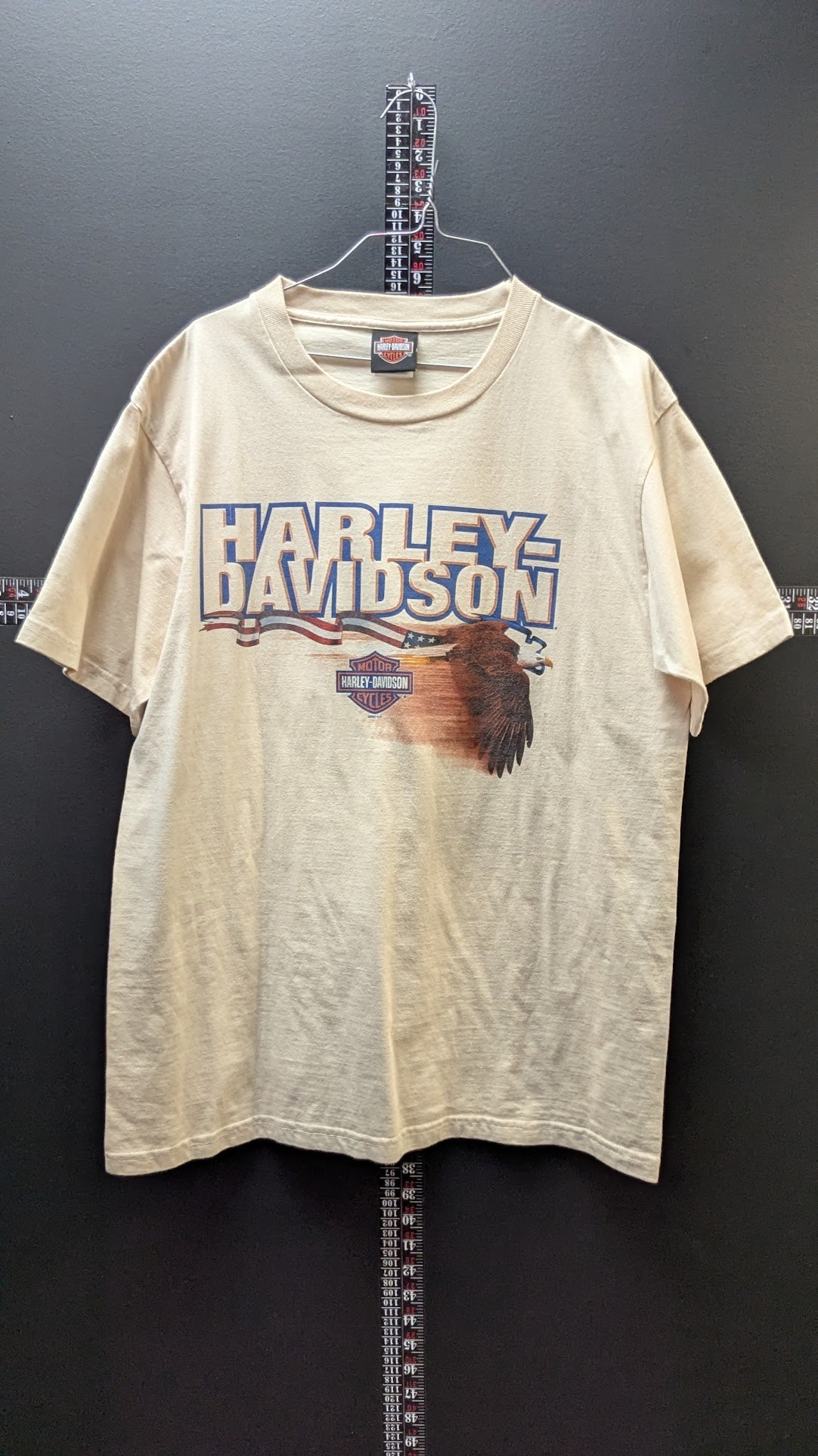 Vintage Harley-Davidson Outer Banks T-Shirt Men's Large Beige Eagle Lighthouse Double-Sided USA