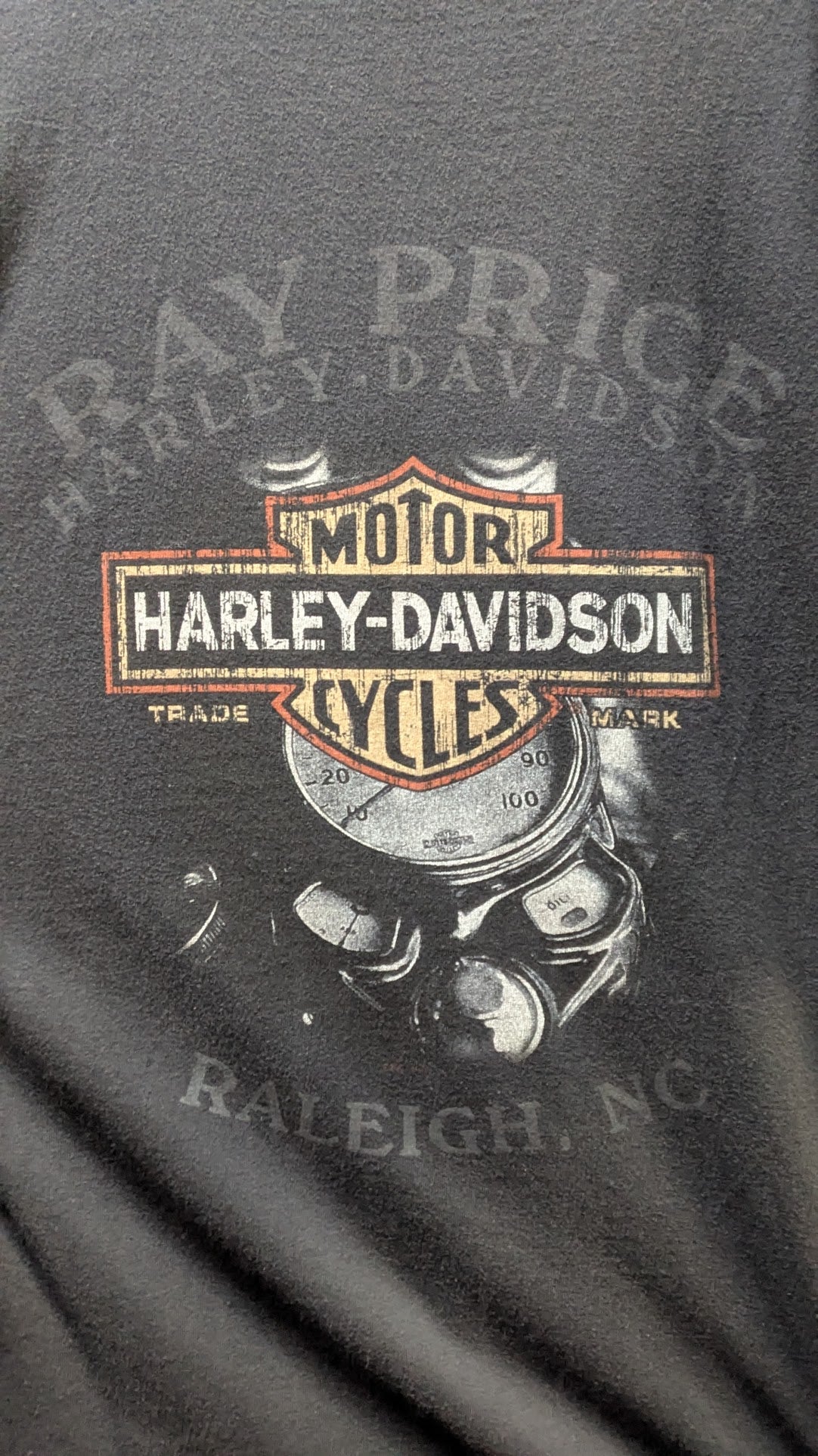 Vintage Harley-Davidson Ray Price Raleigh NC T-Shirt Men's Large Black Double Sided USA