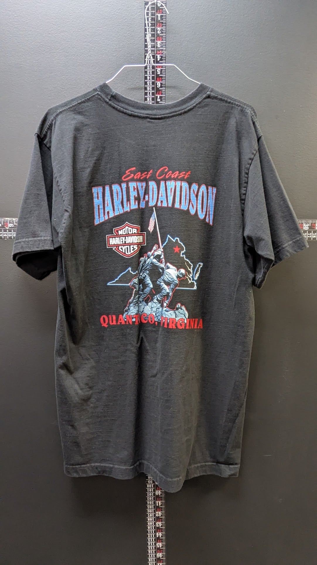 Vintage Harley-Davidson East Coast Quantico Virginia T-Shirt Men's Large Black Double Sided