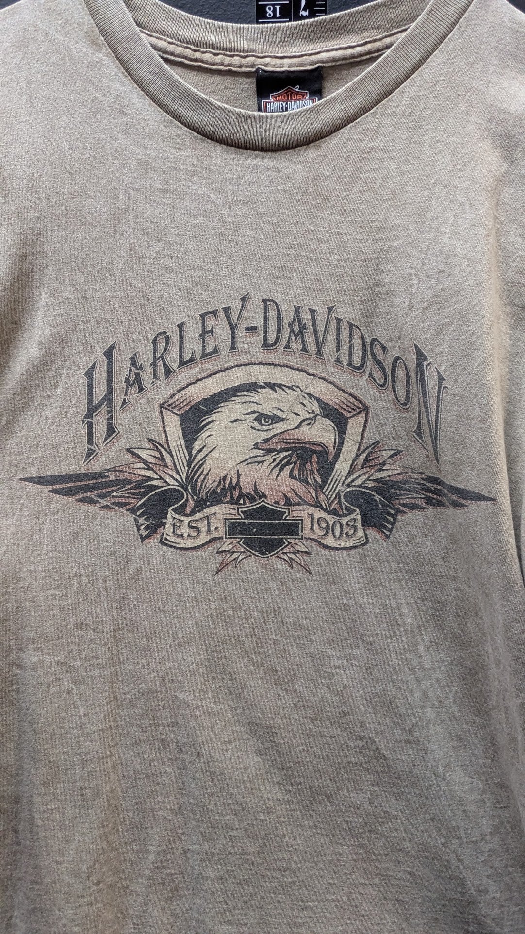 Vintage Harley-Davidson Outer Banks North Carolina Eagle T-Shirt Men's Medium Tan Double Sided