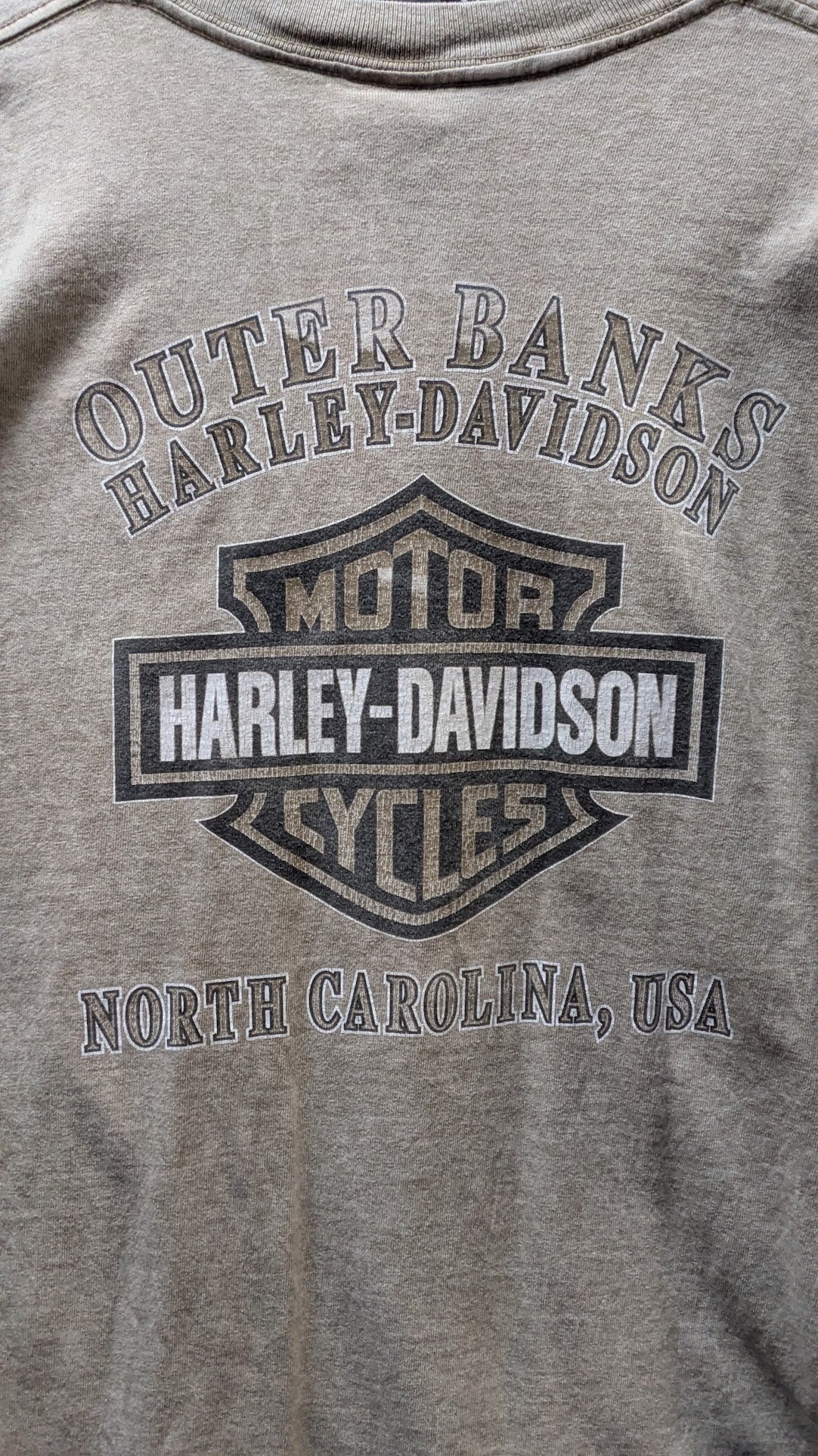 Vintage Harley-Davidson Outer Banks North Carolina Eagle T-Shirt Men's Medium Tan Double Sided