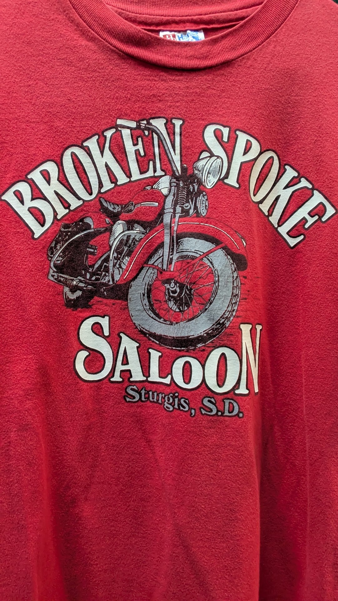Vintage Broken Spoke Saloon Sturgis SD Single Stitch T-Shirt Men's XL USA Motorcycle Biker