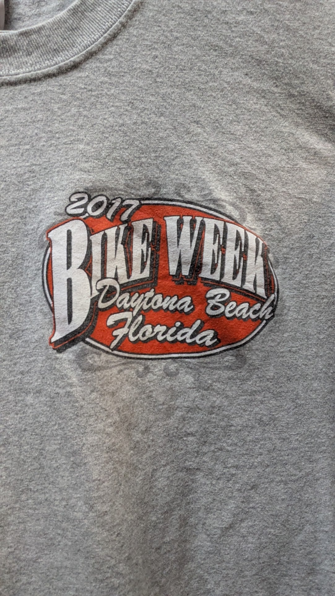 2017 Daytona Bike Week 76th Annual T-Shirt Gray Motorcycle Rally Men's Large