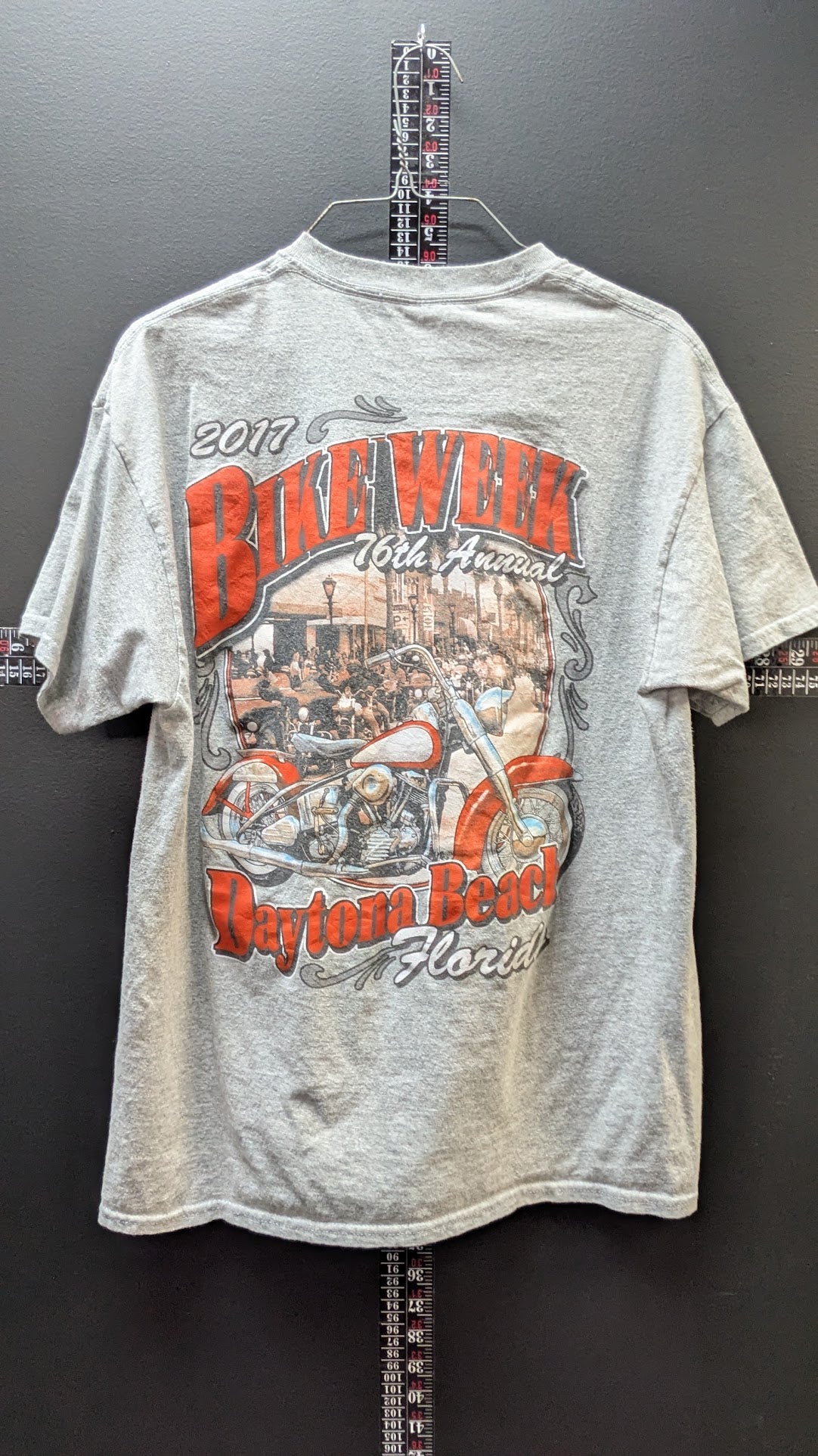 2017 Daytona Bike Week 76th Annual T-Shirt Gray Motorcycle Rally Men's Large