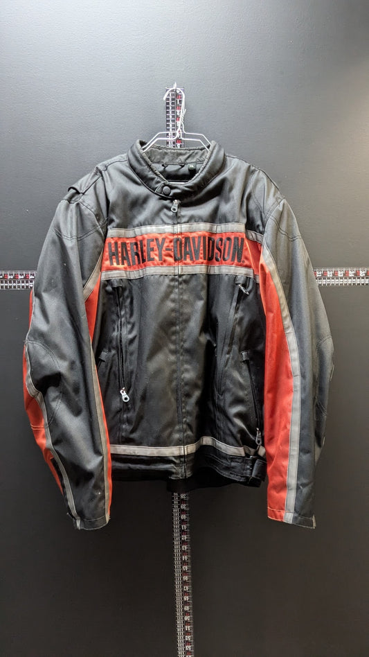 Harley-Davidson Men's Textile Riding Jacket 2XL Black Red Motorcycle Armor  Description with Liner