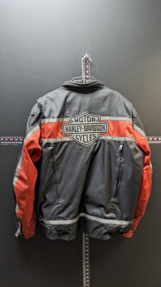 Harley-Davidson Men's Textile Riding Jacket 2XL Black Red Motorcycle Armor  Description with Liner