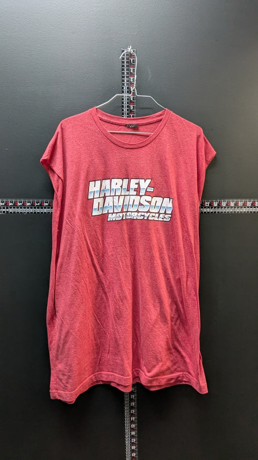 Harley-Davidson Men's Muscle T-Shirt Red Lima Ohio Dealer Graphic Tagless