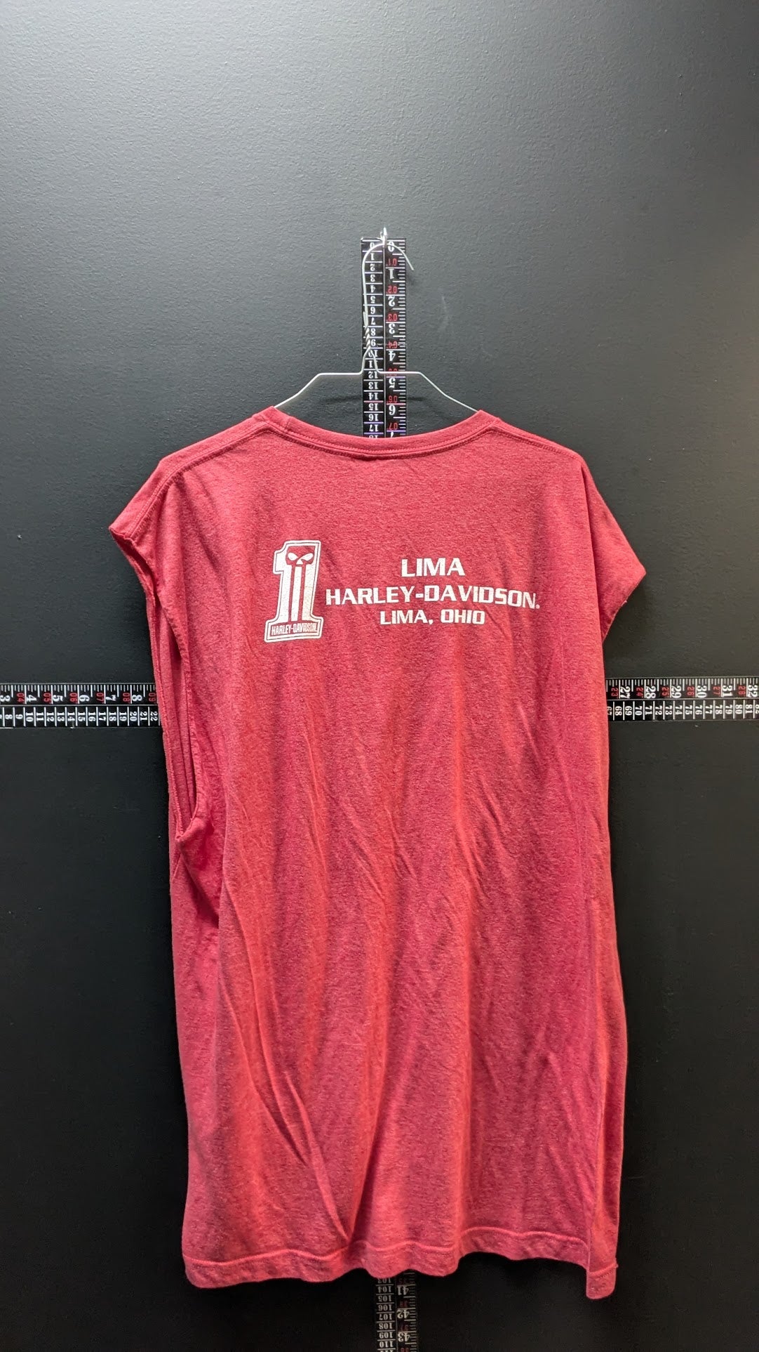 Harley-Davidson Men's Muscle T-Shirt Red Lima Ohio Dealer Graphic Tagless