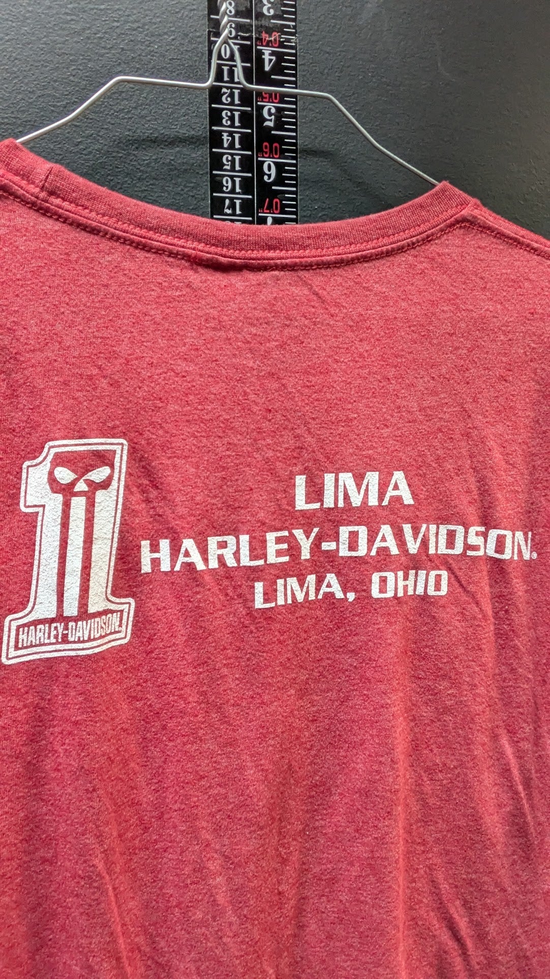 Harley-Davidson Men's Muscle T-Shirt Red Lima Ohio Dealer Graphic Tagless