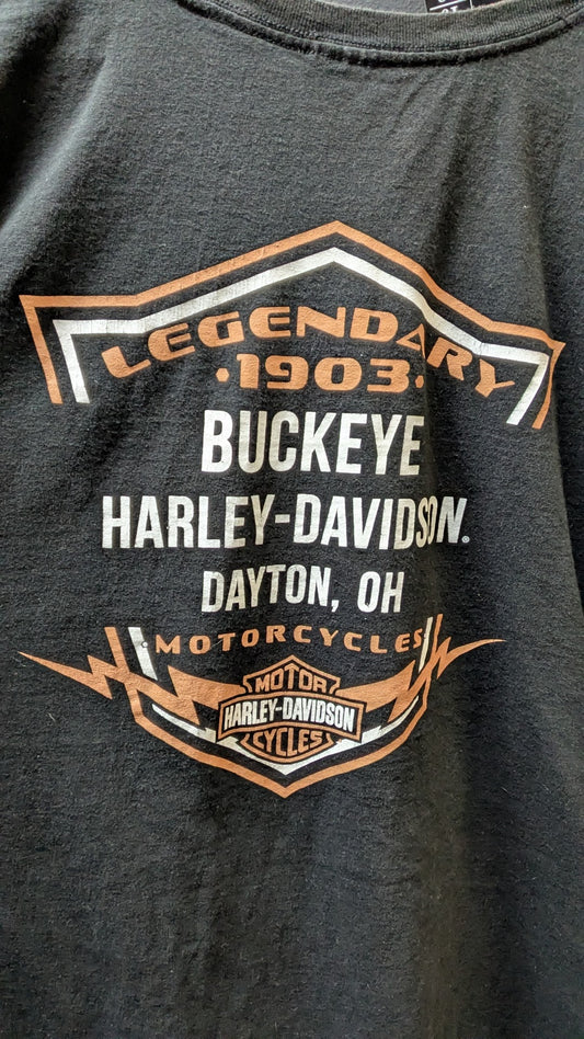 Harley-Davidson Buckeye Dayton OH T-Shirt Men's Black Dealer Graphic Tagless