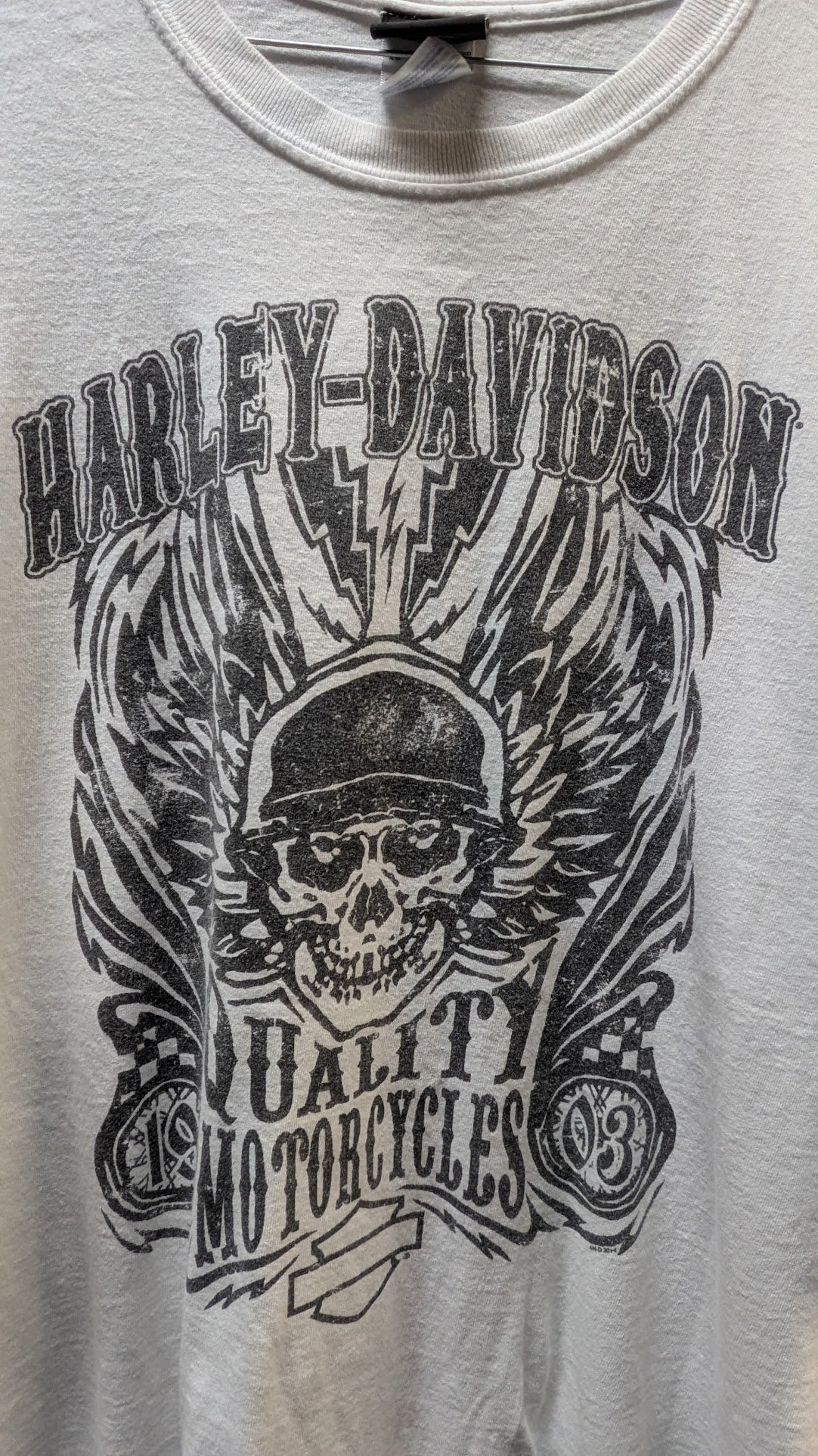 Harley-Davidson Skull Wing T-Shirt Men's 2XLT White Wisconsin Dealer Graphic