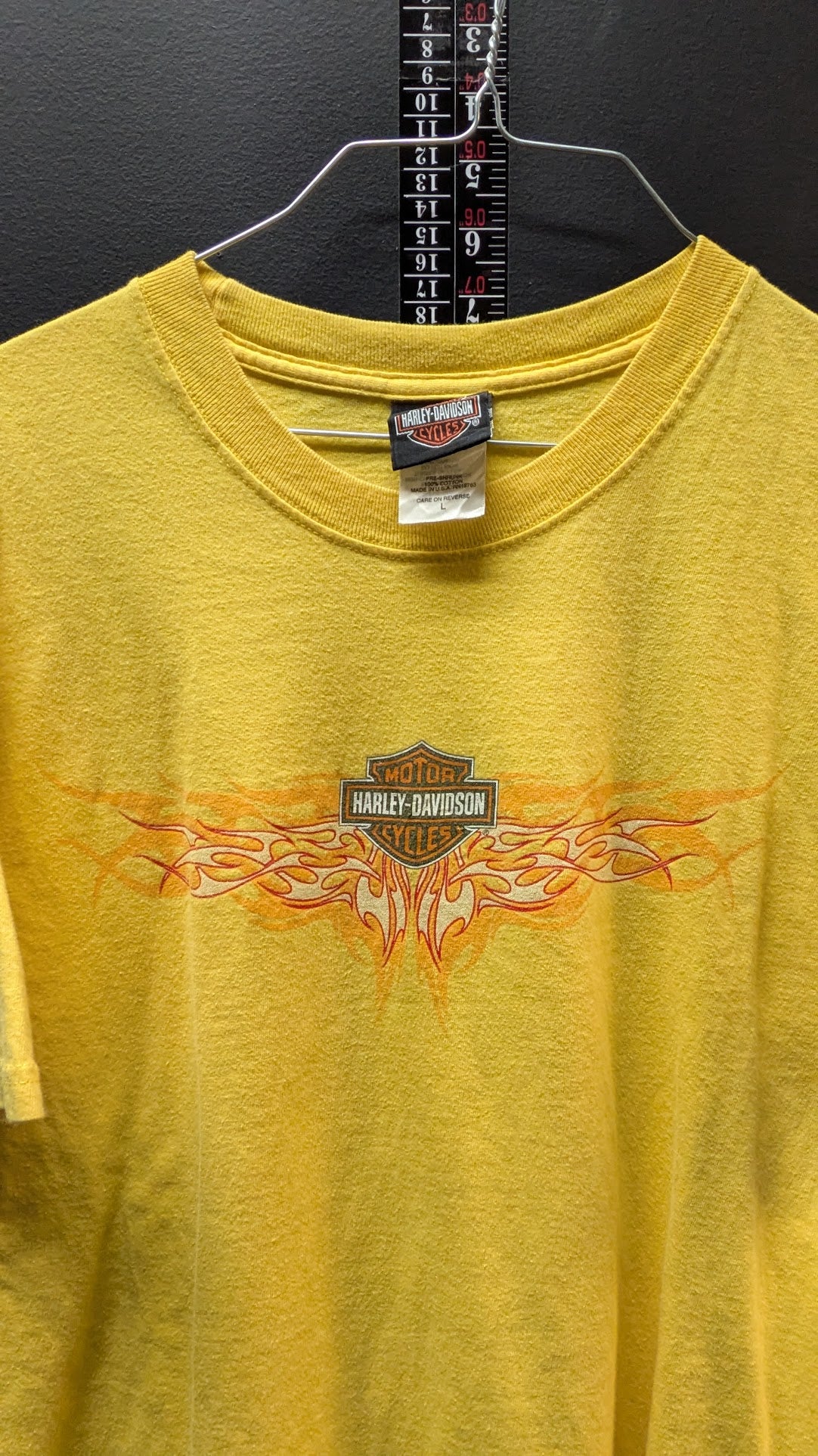 Harley-Davidson Bartels Los Angeles CA T-Shirt Men's L Yellow Made USA Cotton