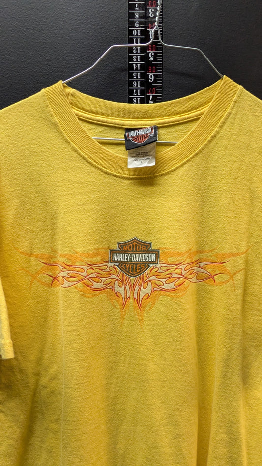 Harley-Davidson Bartels Los Angeles CA T-Shirt Men's L Yellow Made USA Cotton