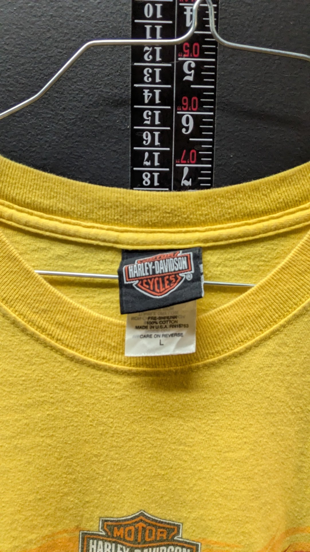 Harley-Davidson Bartels Los Angeles CA T-Shirt Men's L Yellow Made USA Cotton