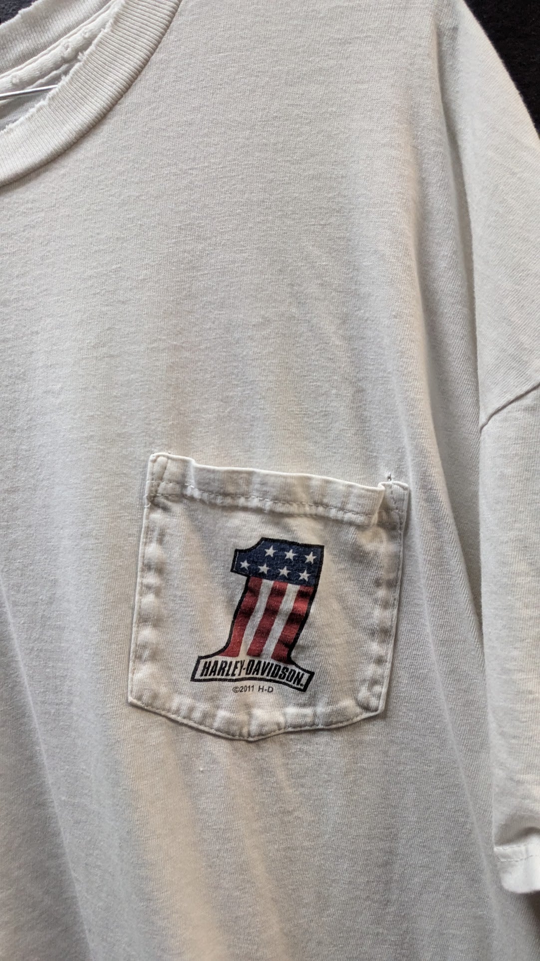 Harley-Davidson Richmond VA Pocket T-Shirt Men's 2XL White Pin Up Distressed