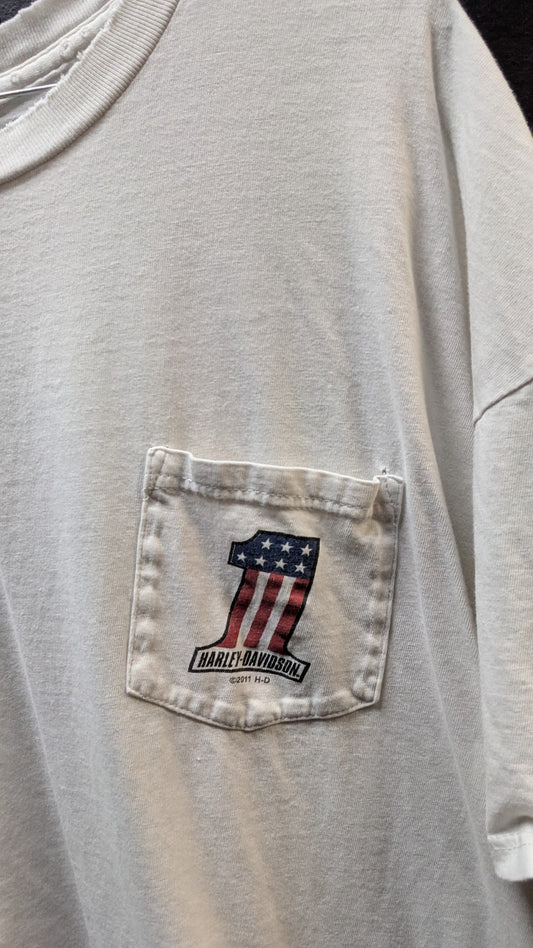 Harley-Davidson Richmond VA Pocket T-Shirt Men's 2XL White Pin Up Distressed