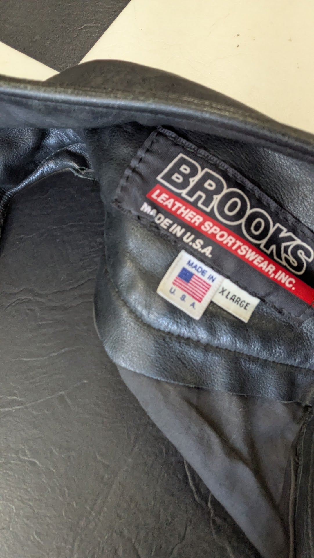 Vintage Brooks Leather Motorcycle Chaps Black USA Men's XL Riding Biker Pants