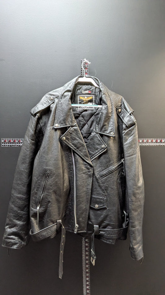 Vintage Genuine Leather Motorcycle Jacket Men's 3XL/4XL Chest 66 Harley Eagle Back Patch