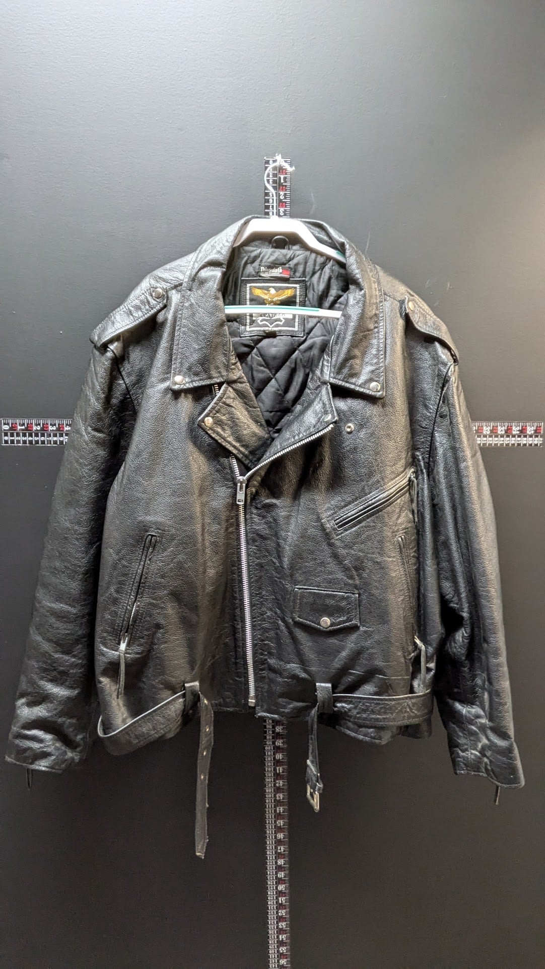 Vintage Genuine Leather Motorcycle Jacket Men's 3XL/4XL Chest 66 Harley Eagle Back Patch