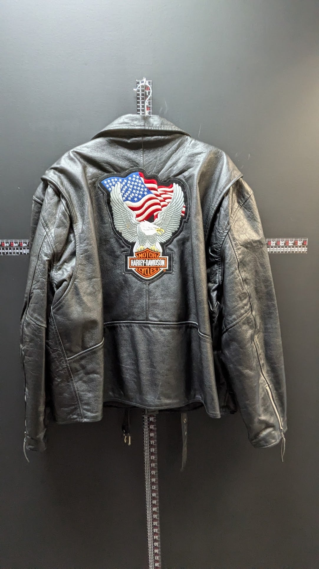 Vintage Genuine Leather Motorcycle Jacket Men's 3XL/4XL Chest 66 Harley Eagle Back Patch