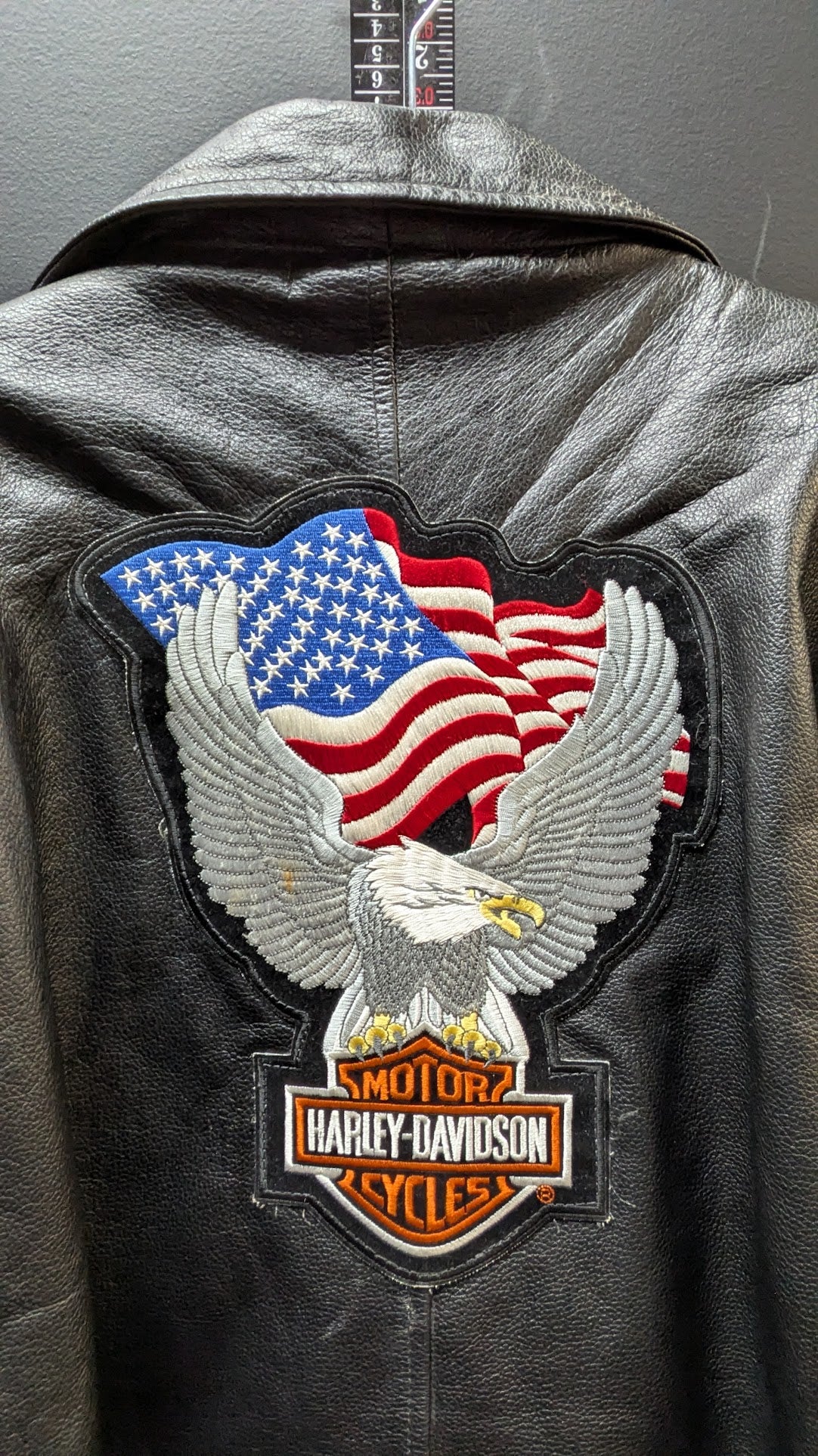 Vintage Genuine Leather Motorcycle Jacket Men's 3XL/4XL Chest 66 Harley Eagle Back Patch