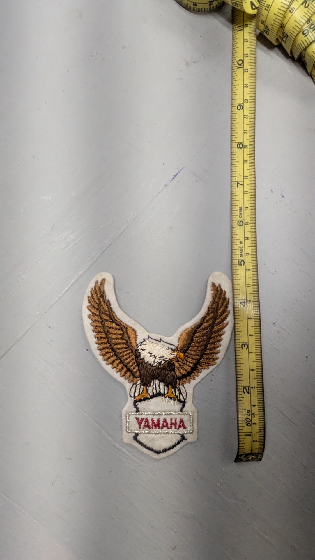 Vintage Yamaha Eagle Embroidered Sew-On Jacket Vest Patch White 4.5"