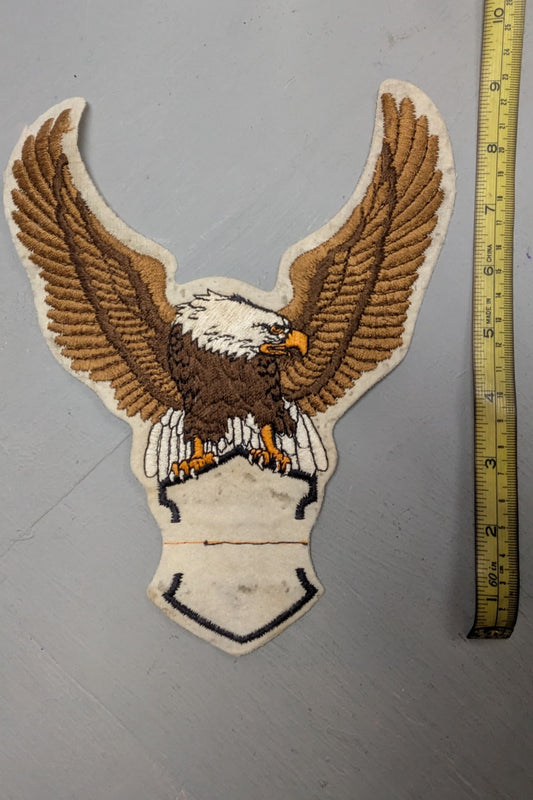 Vintage Bald Eagle Embroidered Biker Jacket Vest Back Patch Blank 9"