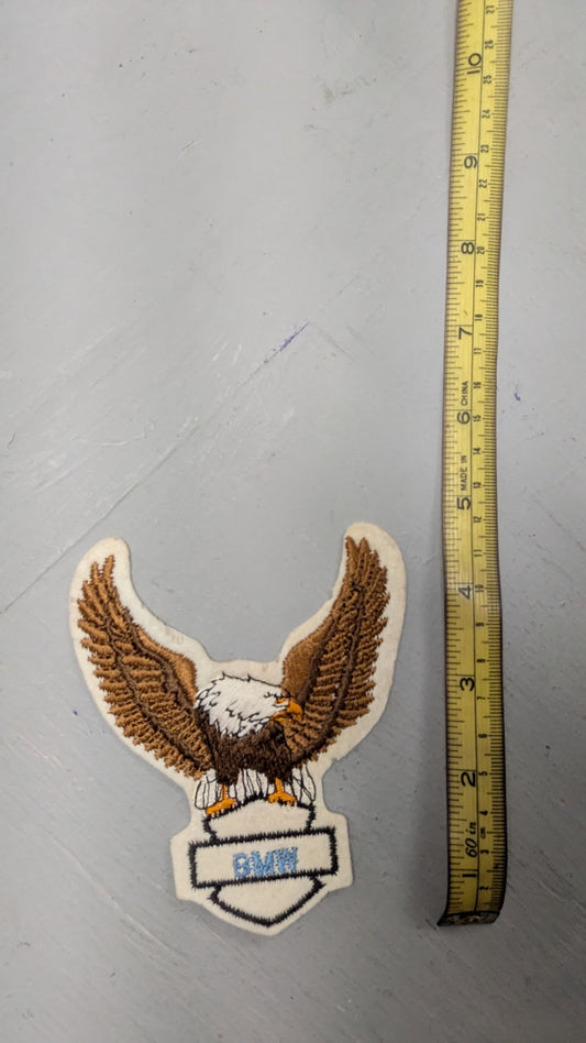 Vintage BMW Eagle Embroidered Sew-On Jacket Vest Patch Name Banner 4.5"