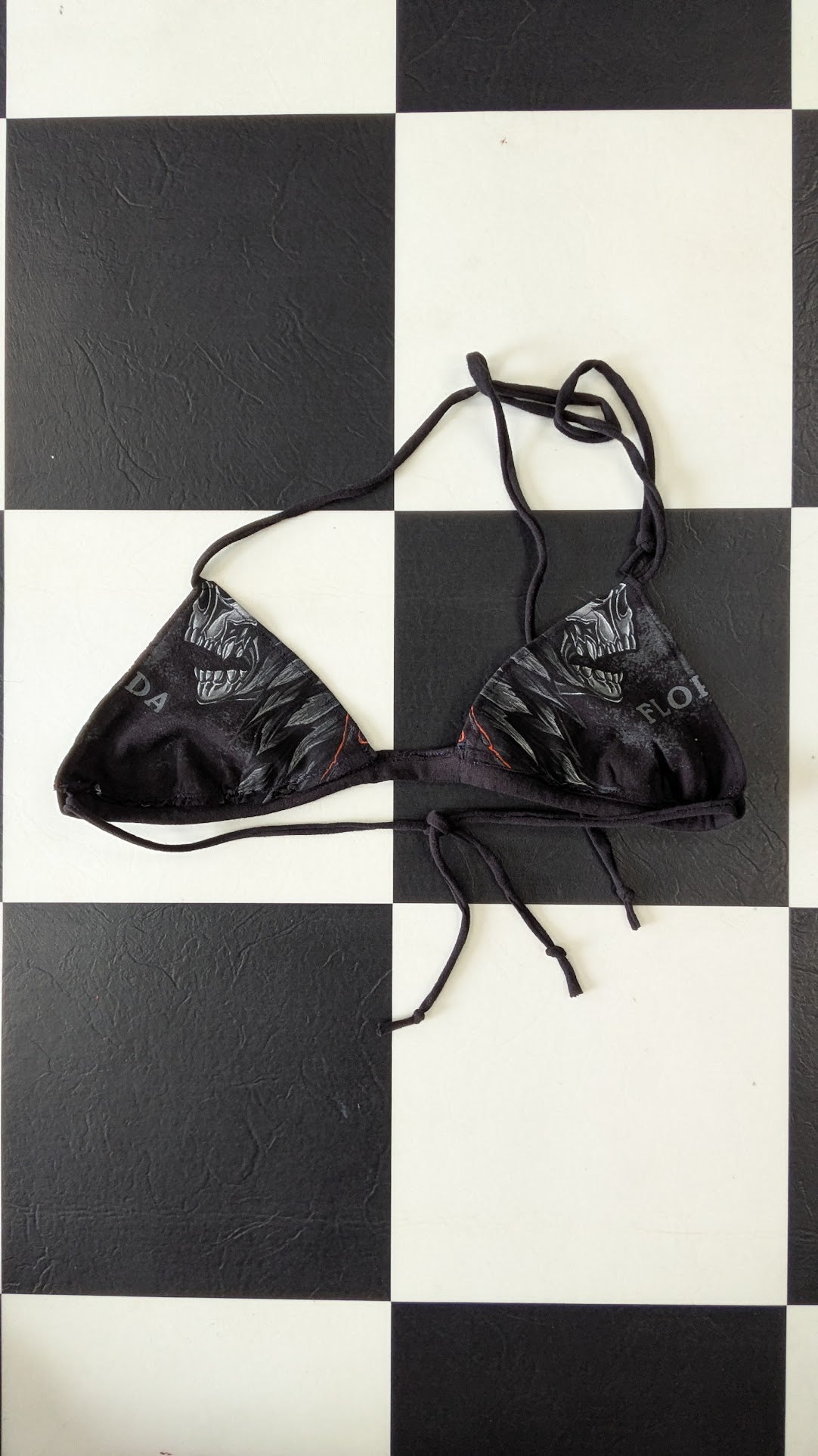 One-of-a-Kind Reversible Upcycled Harley-Davidson Triangle Bikini Top – Handmade